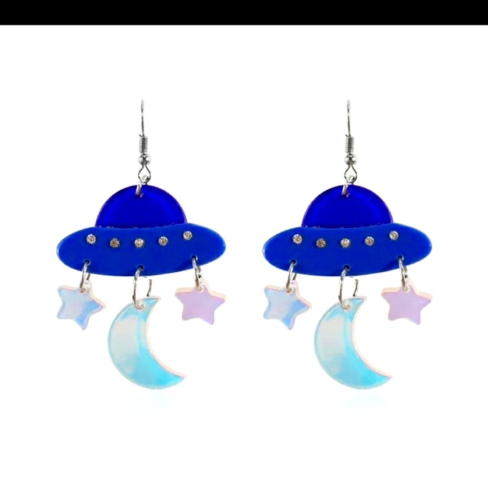 Earrings Celestial Spaceship Space craft UFO - Picture 1 of 4